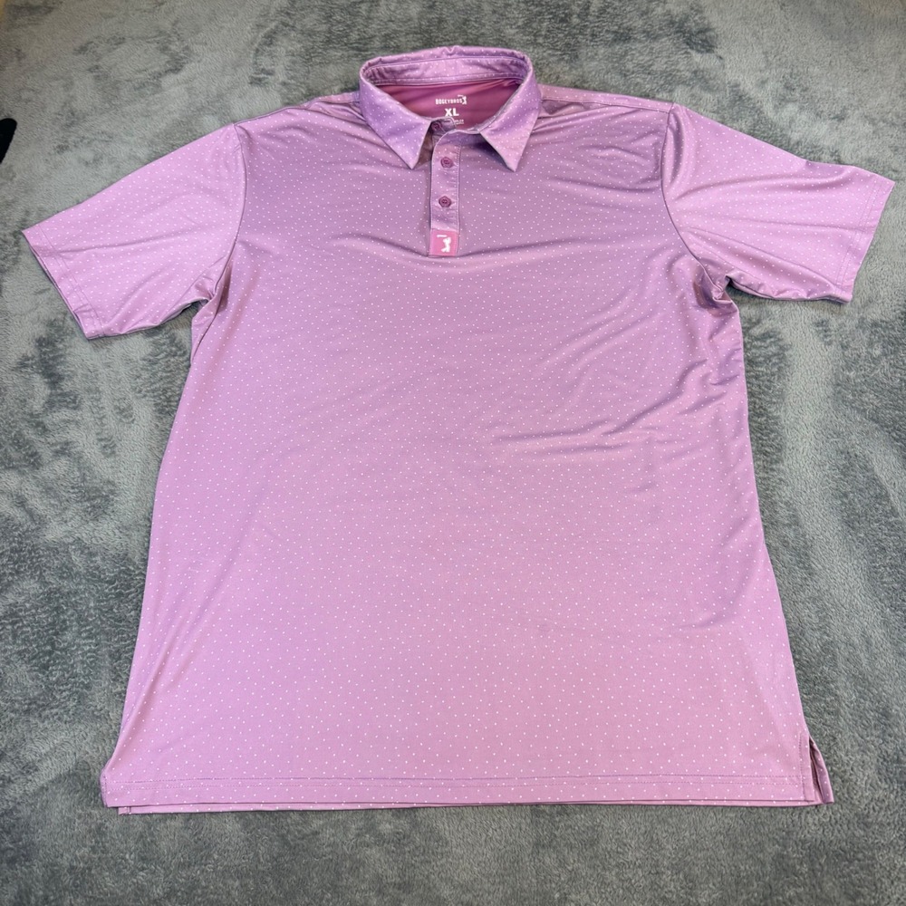 Bogey Bros Mens XL Violet Polka Dot Performance Golf Polo Shirt Short Sleeve